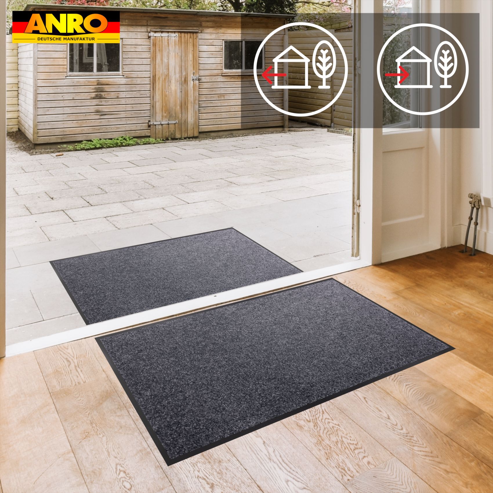 Schmutzfangmatte Fußmatte AMIGO Sauberlaufmatte Schmutzmatte mit Gummirand für innen & außen 8 Größen Blau