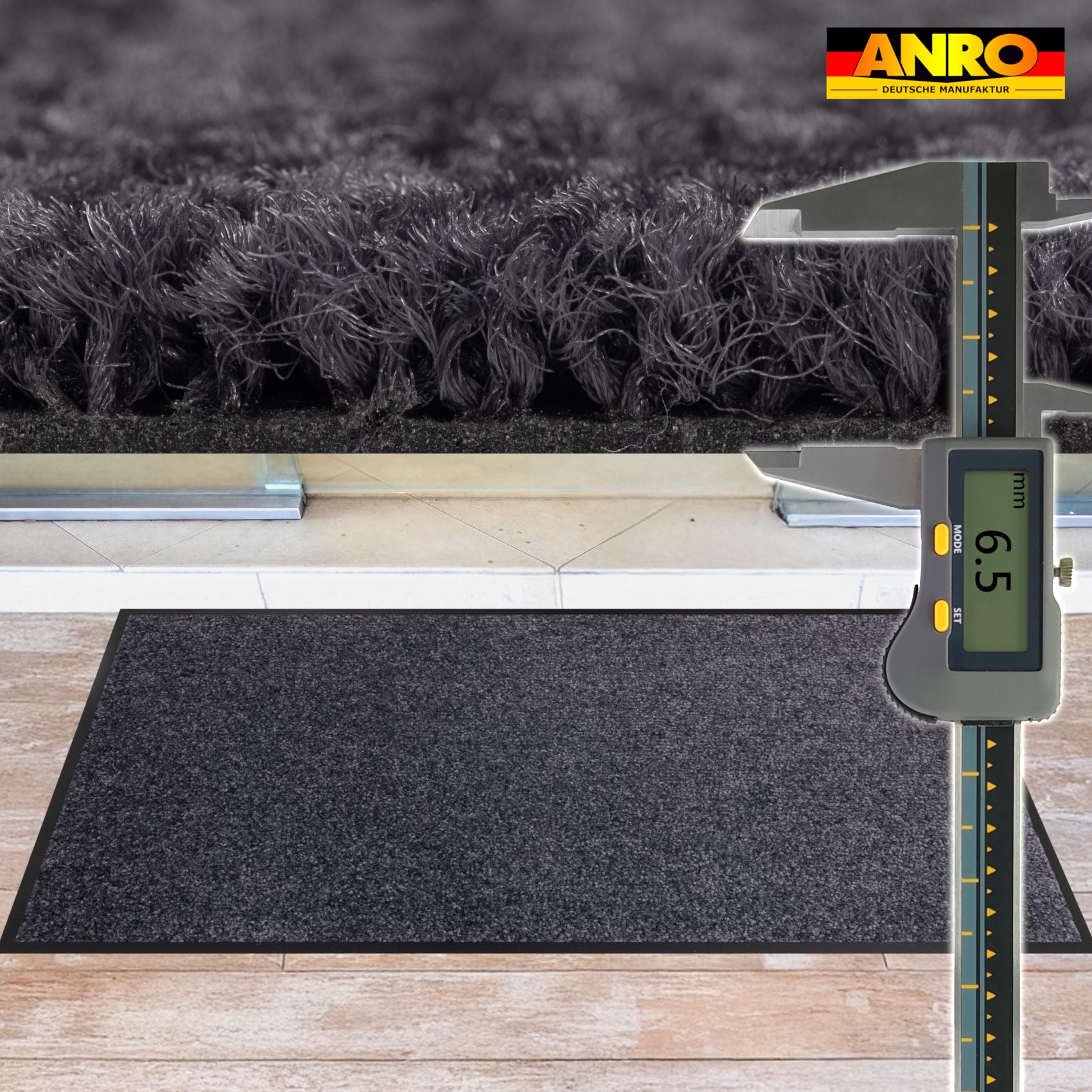 Schmutzfangmatte Fußmatte AMIGO Sauberlaufmatte Schmutzmatte mit Gummirand für innen & außen 8 Größen Blau