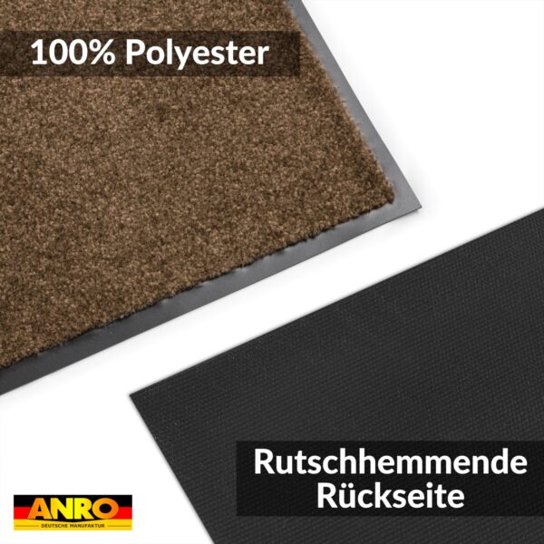 Schmutzfangmatte Fußmatte AMIGO Sauberlaufmatte Schmutzmatte mit Gummirand für innen & außen 8 Größen Braun