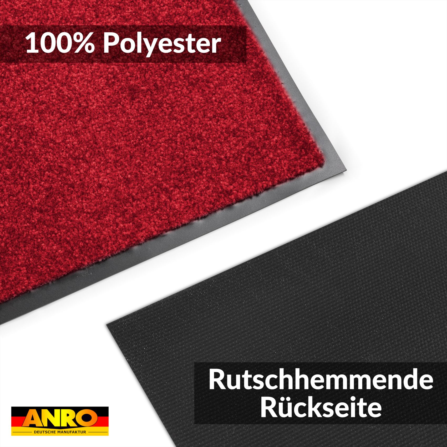 VAM-SMA-ROTT_50 Schmutzfangmatte Fußmatte AMIGO Sauberlaufmatte Schmutzmatte mit Gummirand für innen & außen 8 Größen Rot