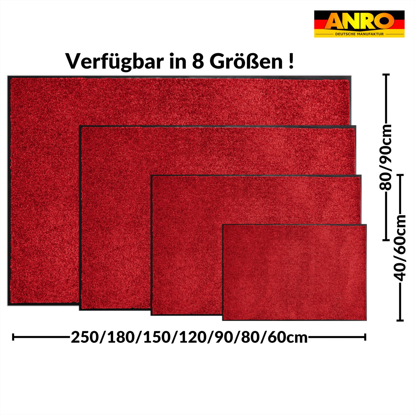 VAM-BIG-ROTT_71 Schmutzfangmatte Fußmatte AMIGO Sauberlaufmatte Schmutzmatte mit Gummirand für innen & außen 8 Größen Schwarz
