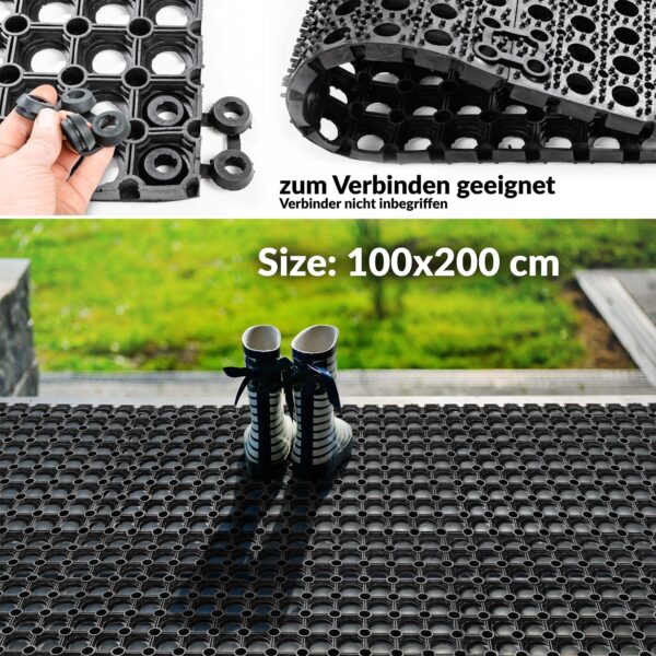 Ringgummimatte Gummiringmatte Schmutzfangmatte Gummi Schwarz 100x200cm