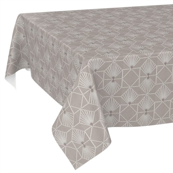 Wachstuchtischdecke Wachstuch Tischdecke abwaschbar Premium Prägung Gartentischdecke Geometrie Grau Silberdruck Breite 140cm