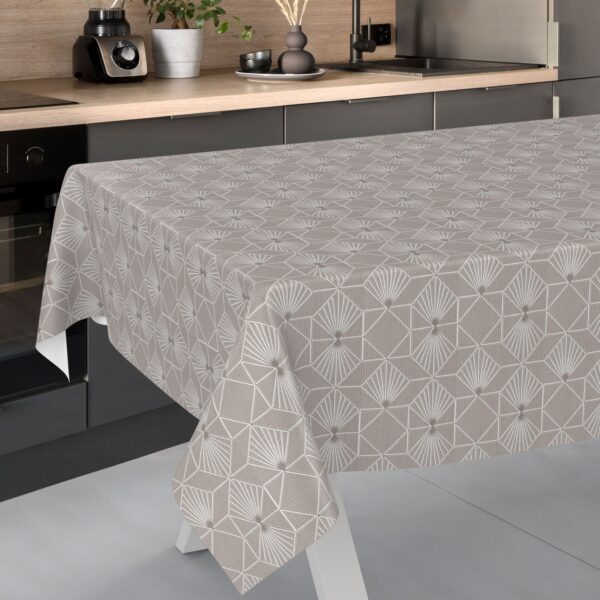 Wachstuchtischdecke Wachstuch Tischdecke abwaschbar Premium Prägung Gartentischdecke Geometrie Grau Silberdruck Breite 140cm