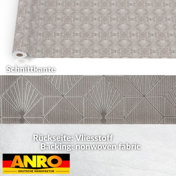 Wachstuchtischdecke Wachstuch Tischdecke abwaschbar Premium Prägung Gartentischdecke Geometrie Grau Silberdruck Breite 140cm