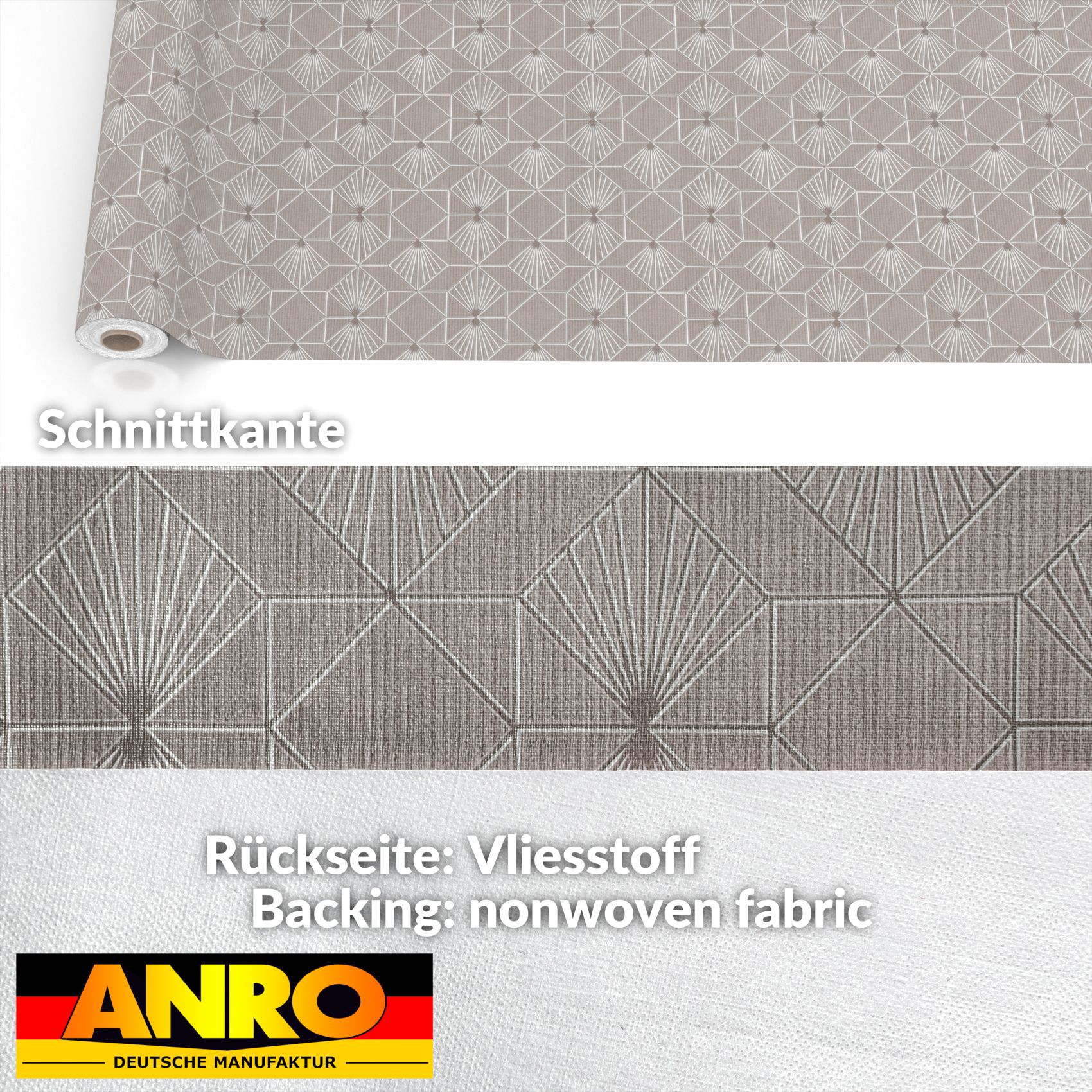 BREX2908_34 Wachstuchtischdecke Wachstuch Tischdecke abwaschbar Premium Prägung Gartentischdecke Geometrie Grau Silberdruck Breite 140cm