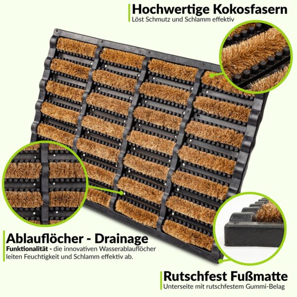 Kokosmatte Gummi Fußmatte Kokos Eco-Natur Schmutzfangmatte 40x60cm