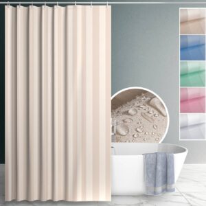 Duschvorhang Badewanne Textil Polyester Bad Vorhang waschbar mit Ringen Beige 3 Größen