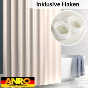 Duschvorhang Badewanne Textil Polyester Bad Vorhang waschbar mit Ringen Beige 3 Größen