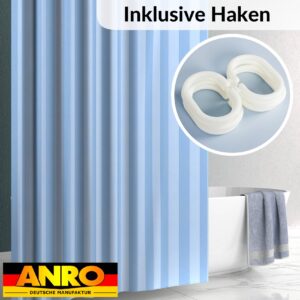 Duschvorhang Badewanne Textil Polyester Bad Vorhang waschbar mit Ringen Hellblau 3 Größen