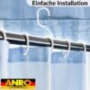 Duschvorhang Badewanne Textil Polyester Bad Vorhang waschbar mit Ringen Hellblau 3 Größen