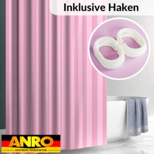 Duschvorhang Badewanne Textil Polyester Bad Vorhang waschbar mit Ringen Rosa 3 Größen