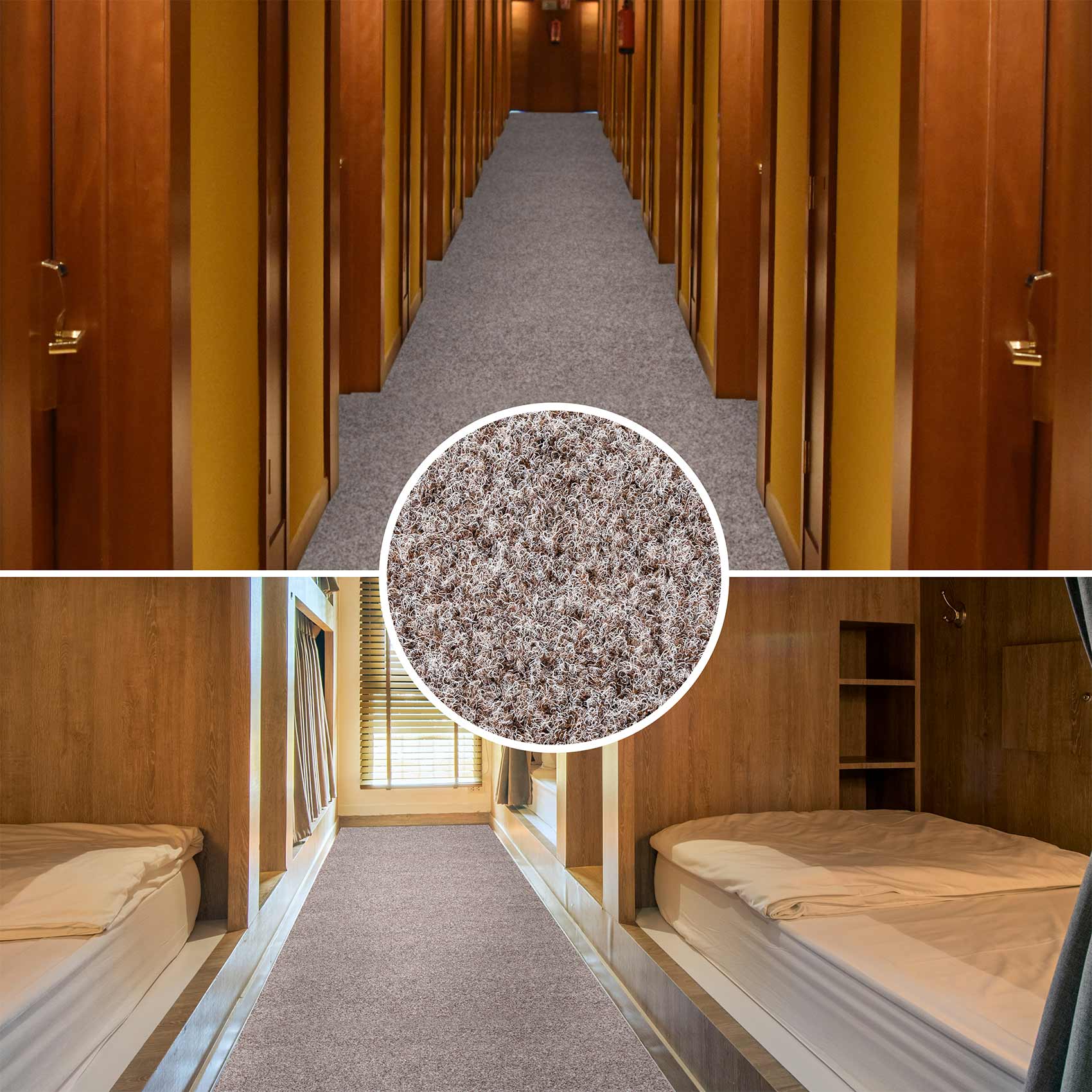 POETBEIG_50 Flur Läufer Teppich Läufer Sauberlaufmatten Eingangsbereich Meterware POET Breite 80cm Beige