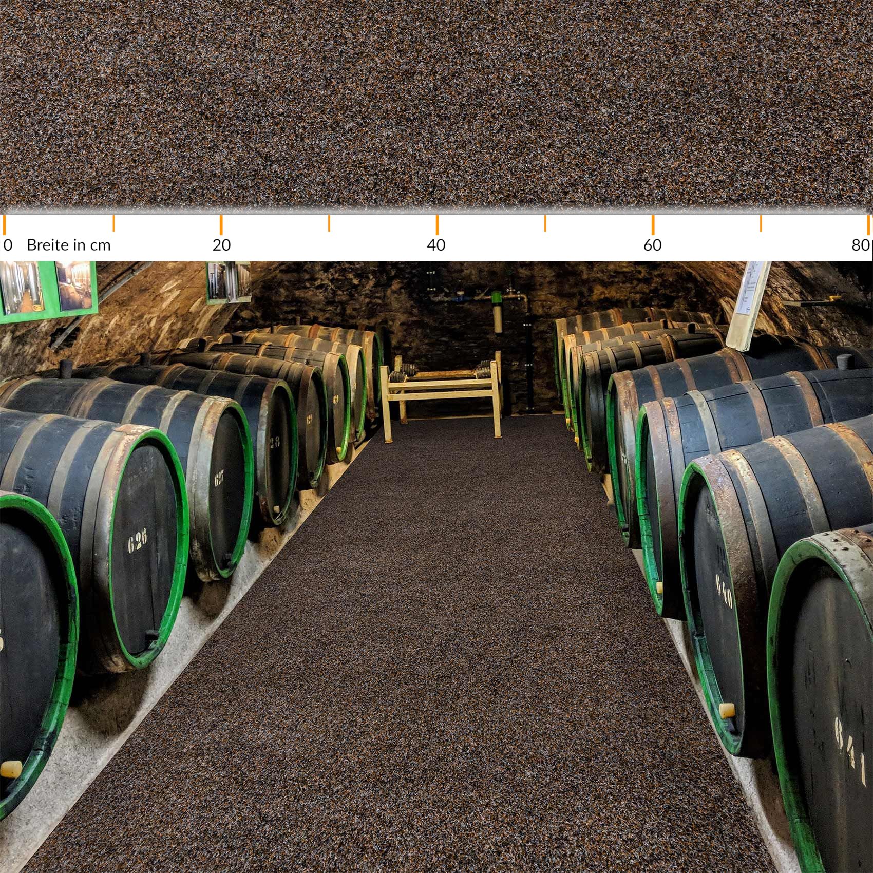 POETBRAU_20 Flur Läufer Teppich Läufer Sauberlaufmatten Eingangsbereich Meterware POET Breite 80cm Braun