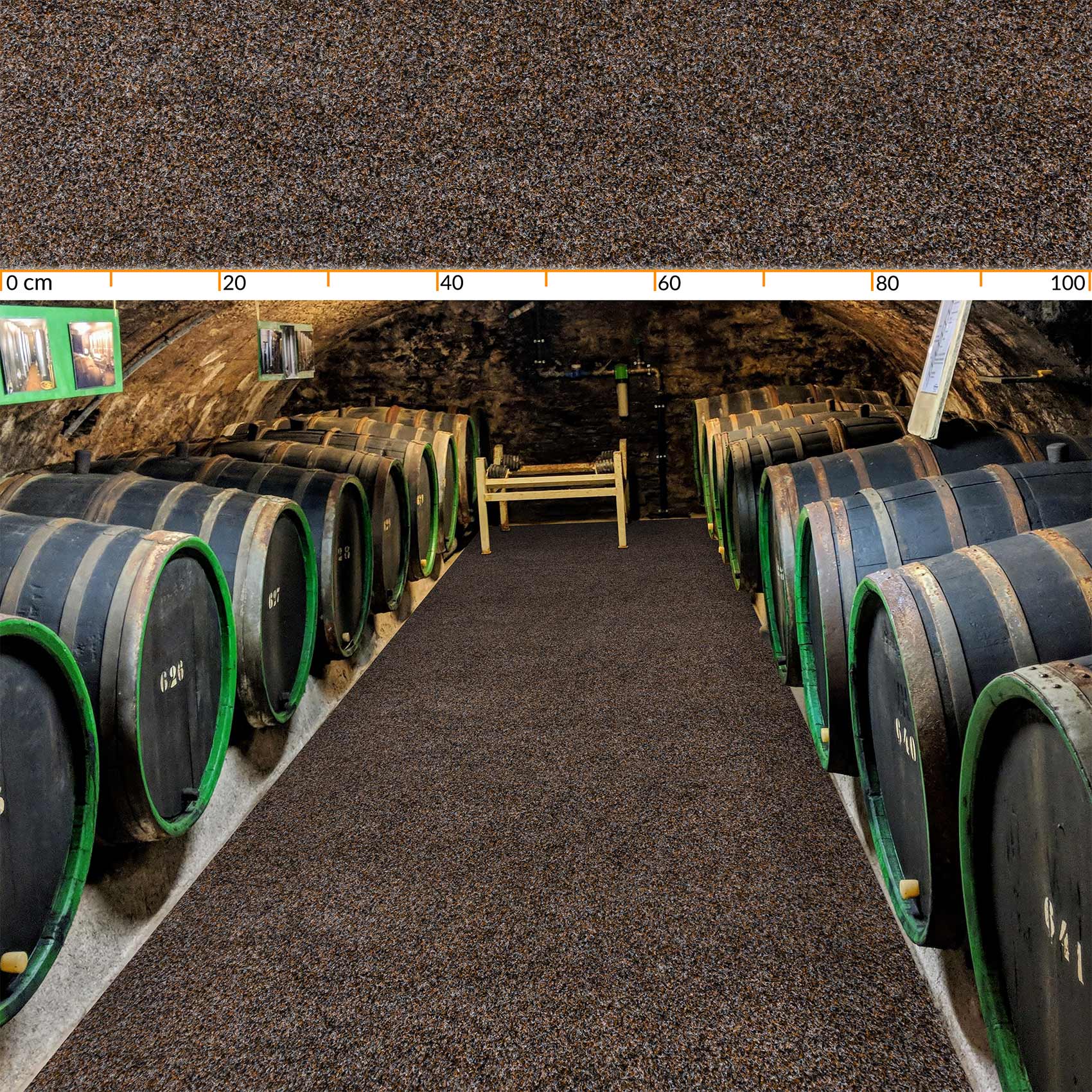 POETBRAU_20 Flur Läufer Teppich Läufer Sauberlaufmatten Eingangsbereich Meterware POET Breite 80cm Braun