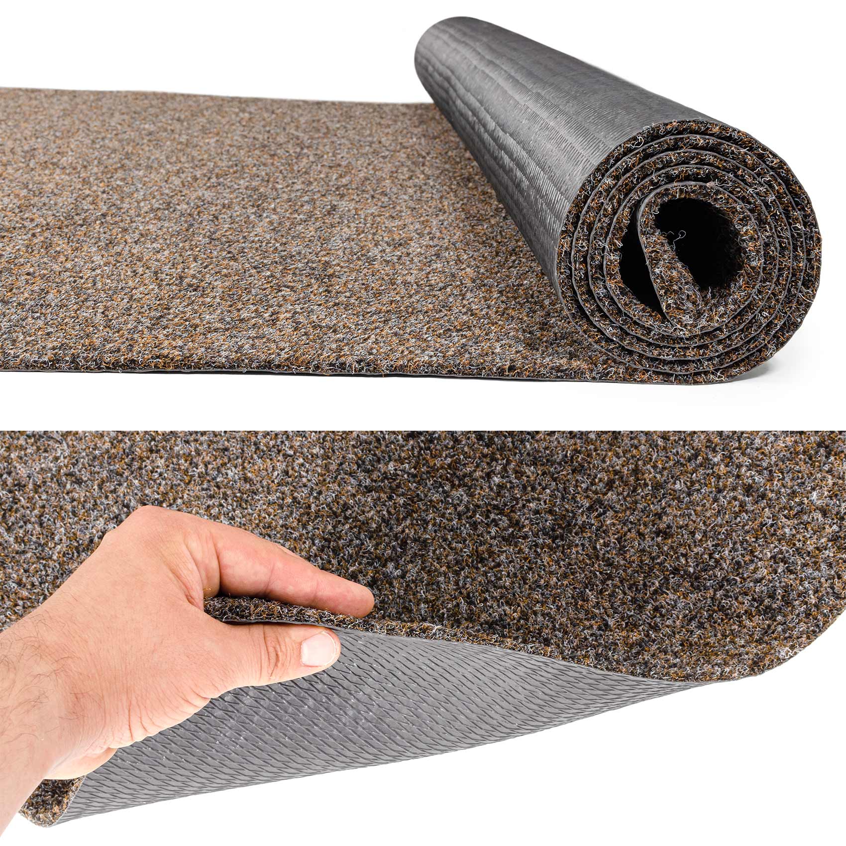 POEBRA_30 Flur Läufer Teppich Läufer Sauberlaufmatten Eingangsbereich Meterware POET Breite 160cm Braun