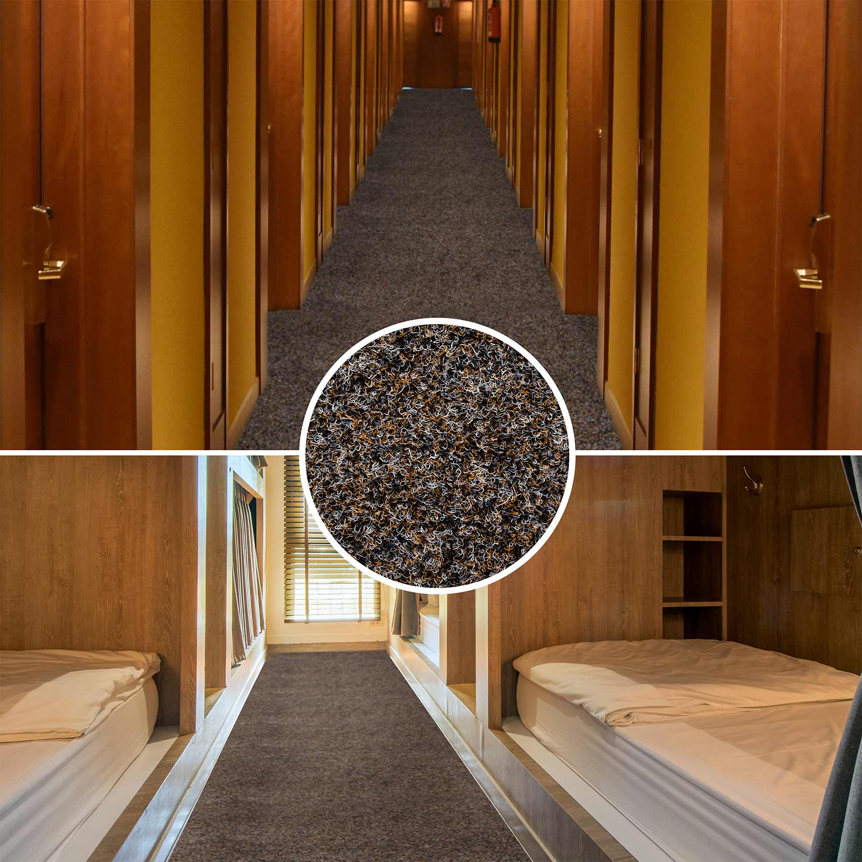 POETBRAU_50 Flur Läufer Teppich Läufer Sauberlaufmatten Eingangsbereich Meterware POET Breite 160cm Braun