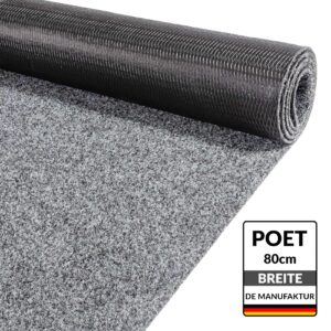 Flur Läufer Teppich Läufer Sauberlaufmatten Eingangsbereich Meterware POET Breite 80cm Grau