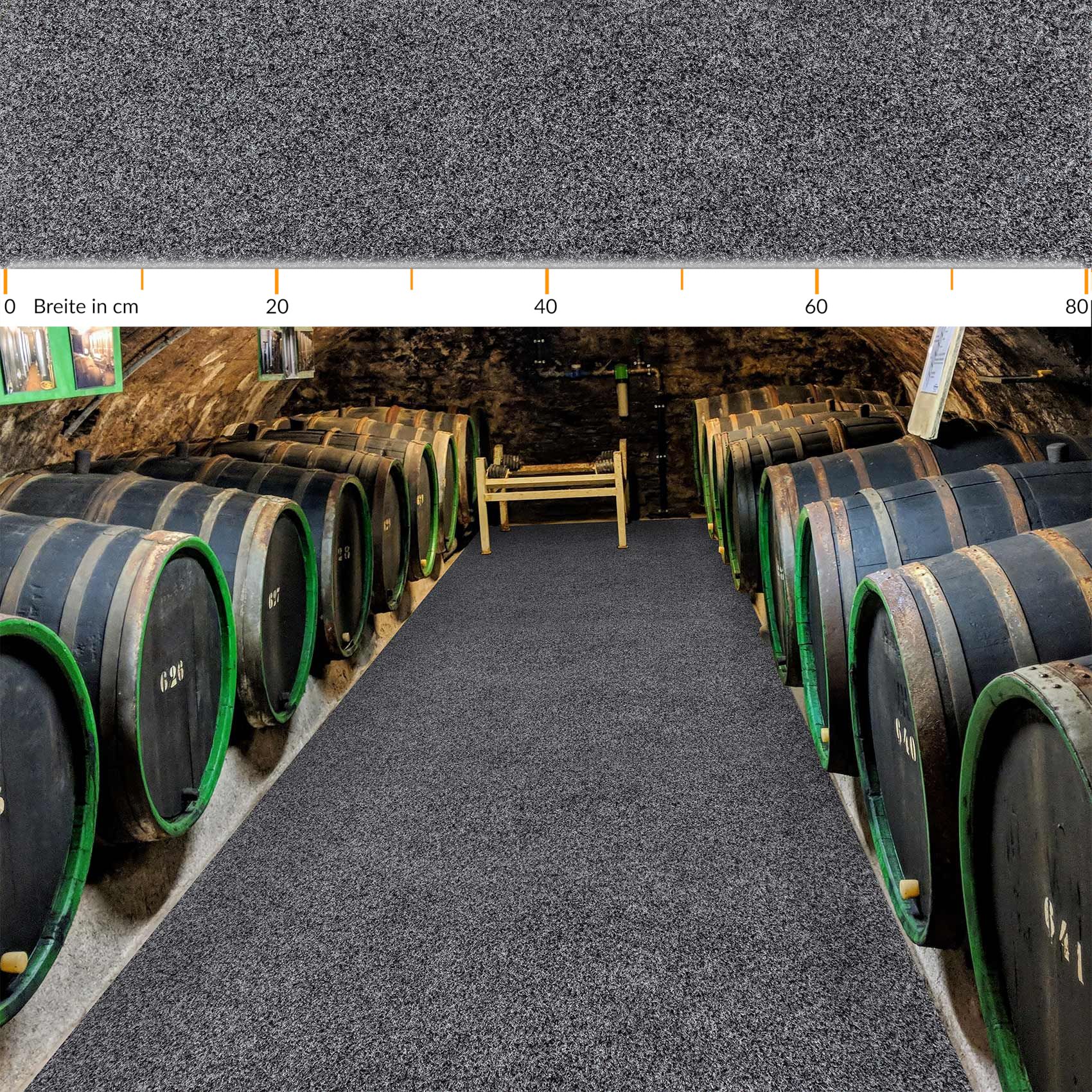 POETGRAU_20 Flur Läufer Teppich Läufer Sauberlaufmatten Eingangsbereich Meterware POET Breite 80cm Grau