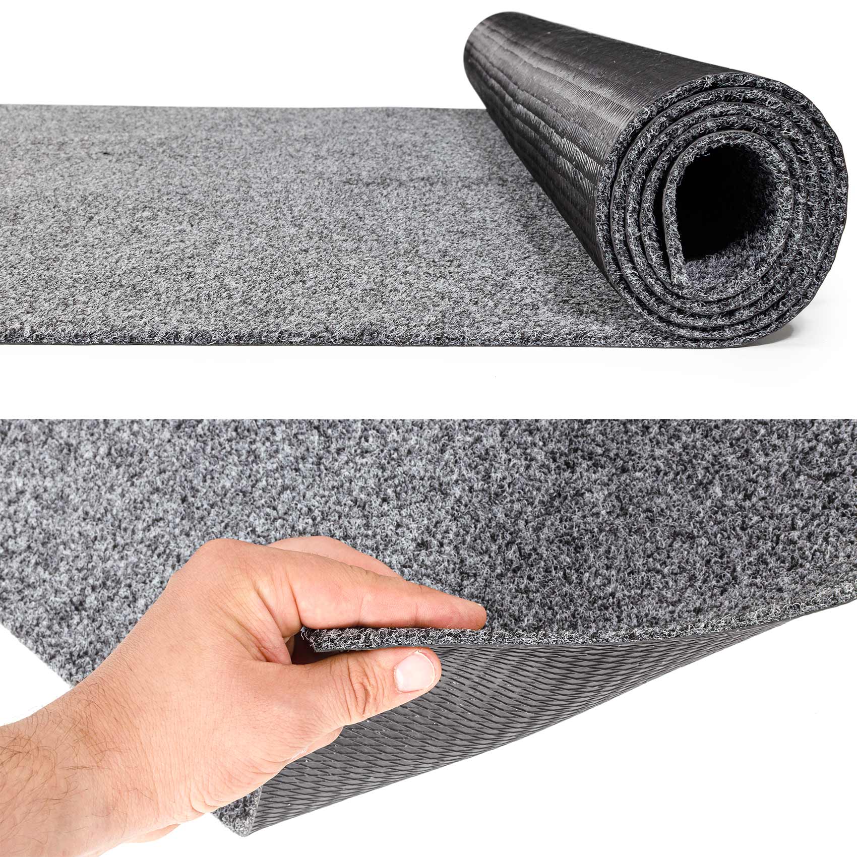 POEGRA_30 Flur Läufer Teppich Läufer Sauberlaufmatten Eingangsbereich Meterware POET Breite 80cm Grau