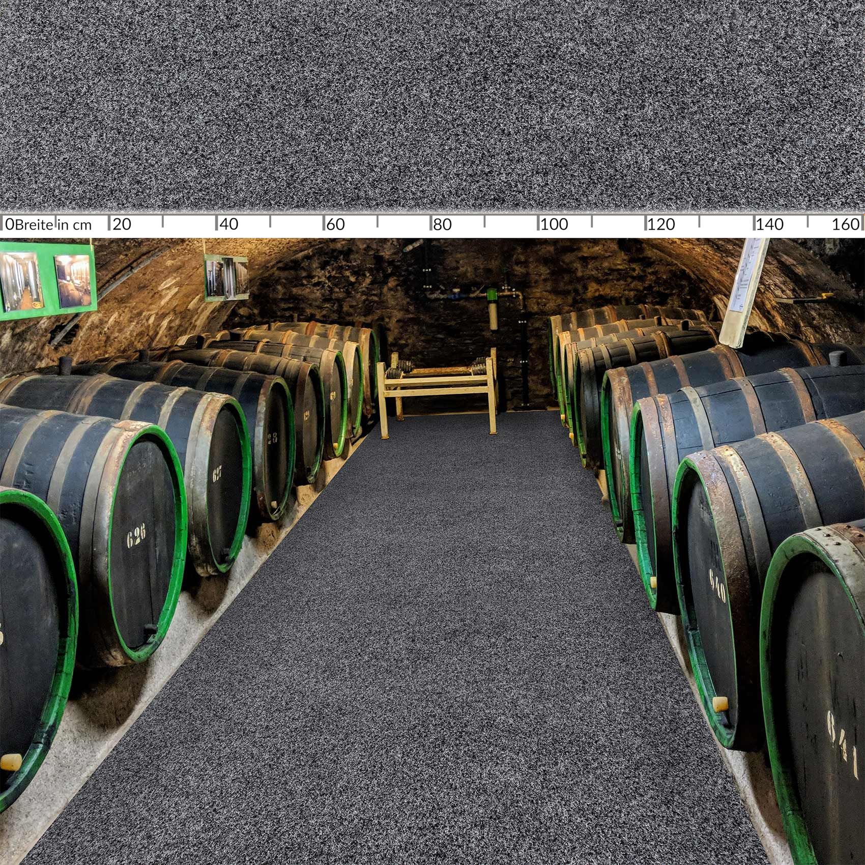 POETGRAU_20 Flur Läufer Teppich Läufer Sauberlaufmatten Eingangsbereich Meterware POET Breite 160cm Grau