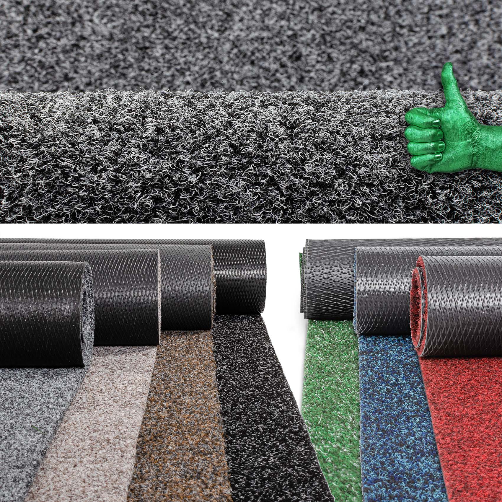 POETGRAU_40 Flur Läufer Teppich Läufer Sauberlaufmatten Eingangsbereich Meterware POET Breite 160cm Grau