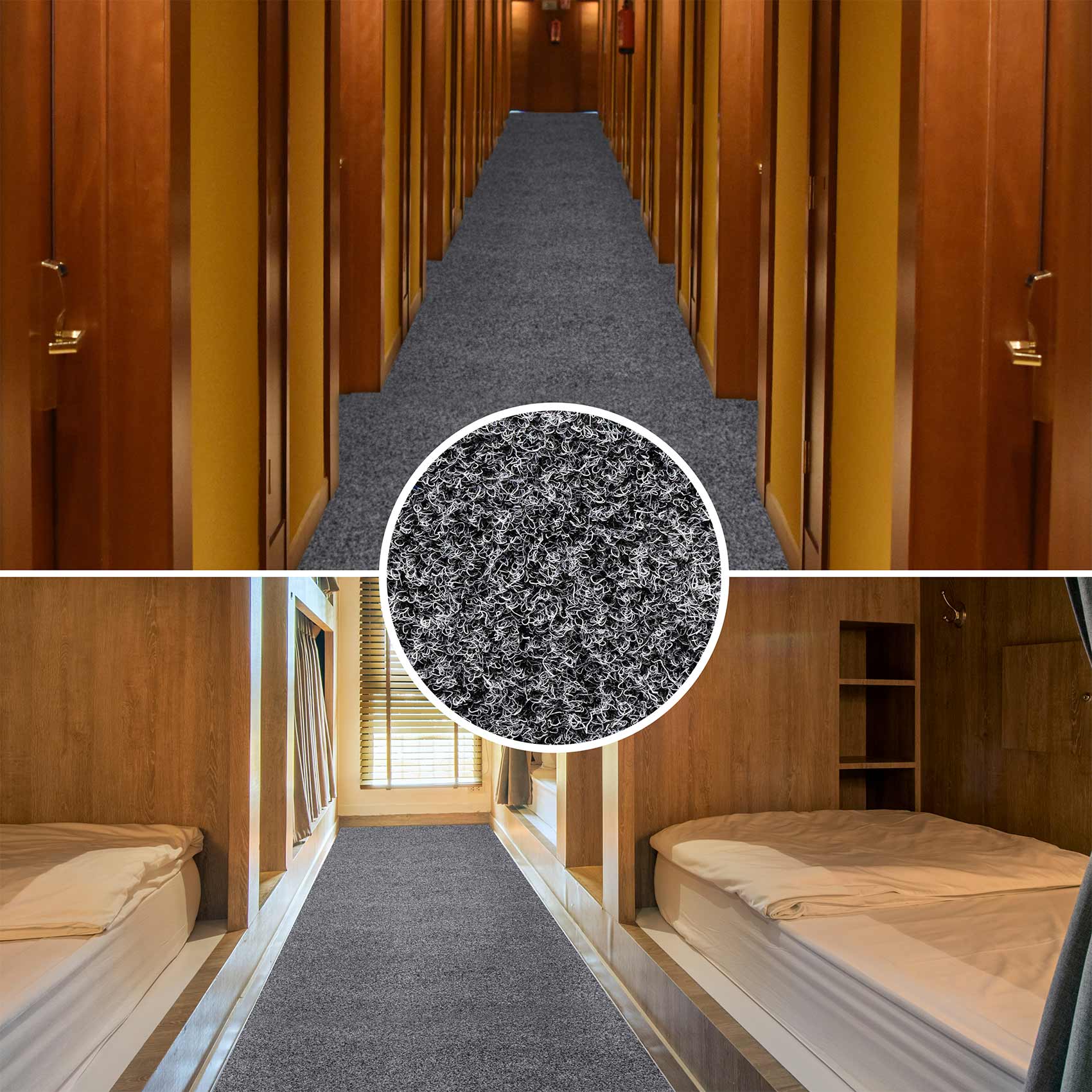 POETGRAU_50 Flur Läufer Teppich Läufer Sauberlaufmatten Eingangsbereich Meterware POET Breite 160cm Grau