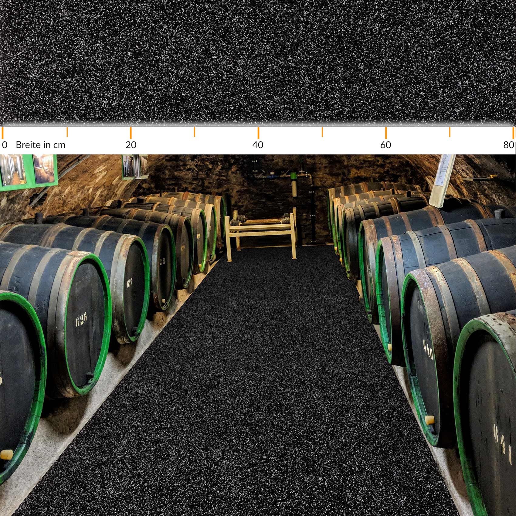 Flur Läufer Teppich Läufer Sauberlaufmatten Eingangsbereich Meterware POET Breite 80cm Schwarz