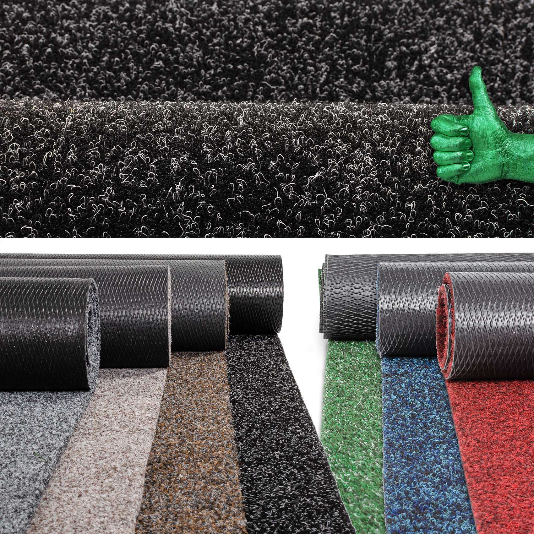 Flur Läufer Teppich Läufer Sauberlaufmatten Eingangsbereich Meterware POET Breite 80cm Schwarz