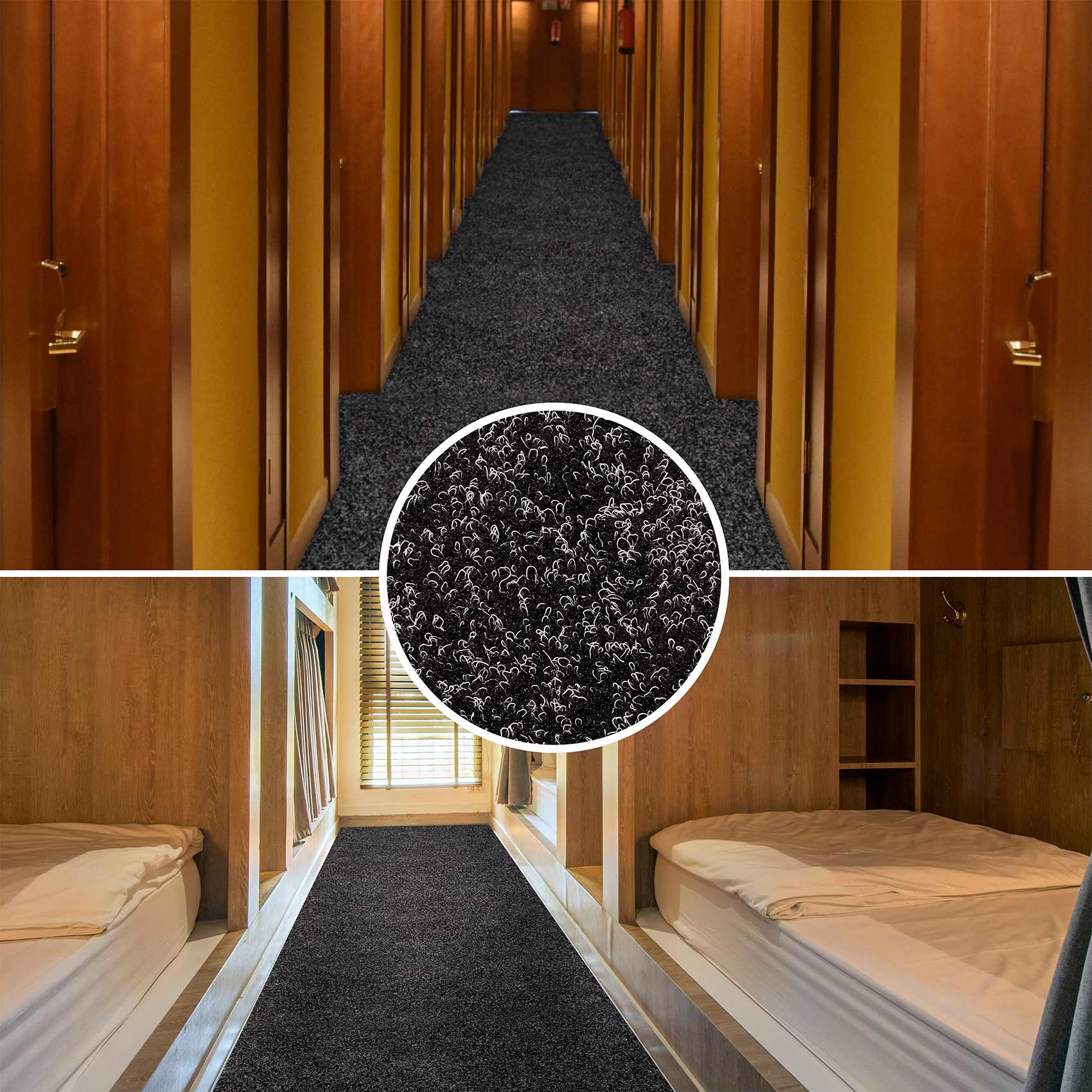 Flur Läufer Teppich Läufer Sauberlaufmatten Eingangsbereich Meterware POET Breite 80cm Schwarz