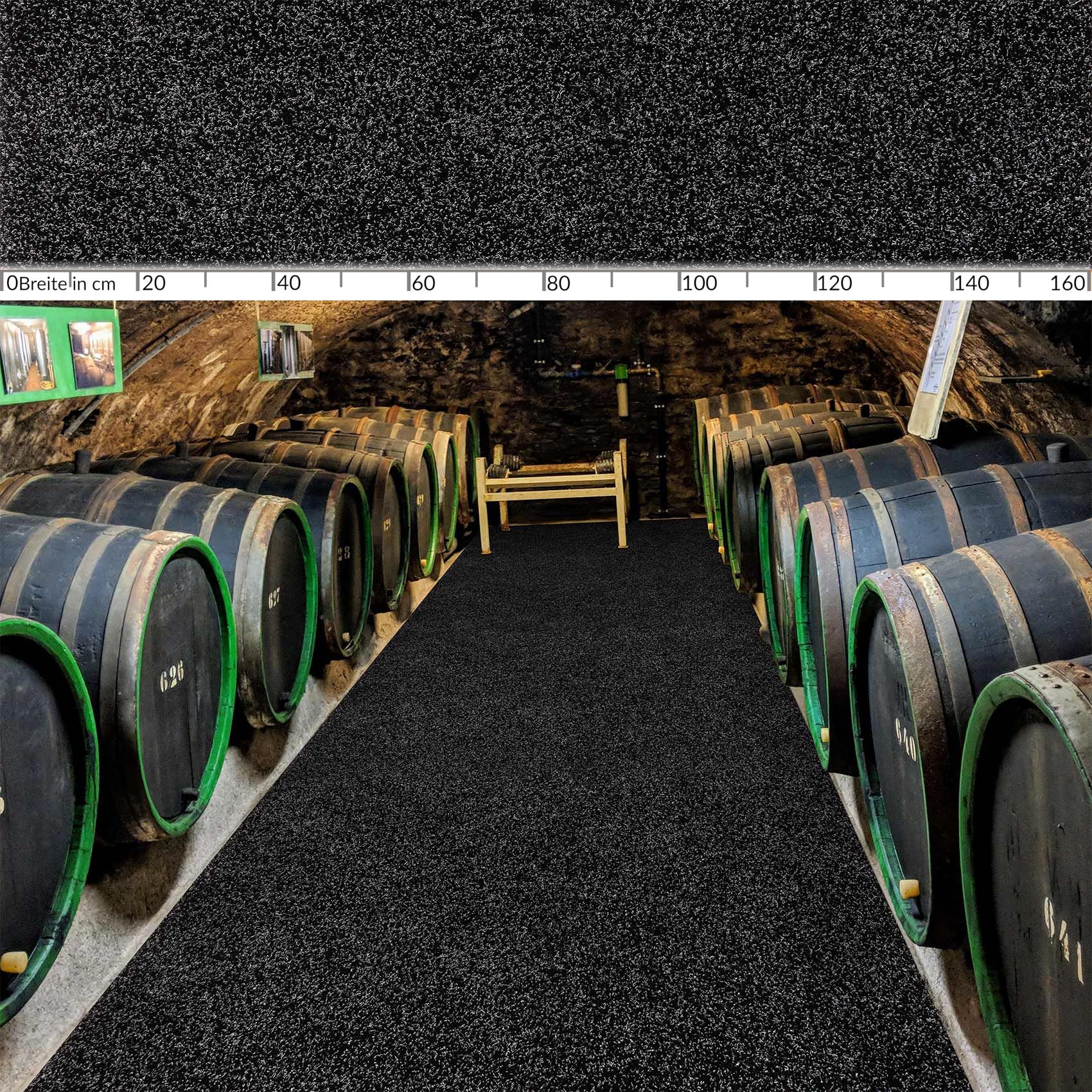 POETSCHW_20 Flur Läufer Teppich Läufer Sauberlaufmatten Eingangsbereich Meterware POET Breite 160cm Schwarz