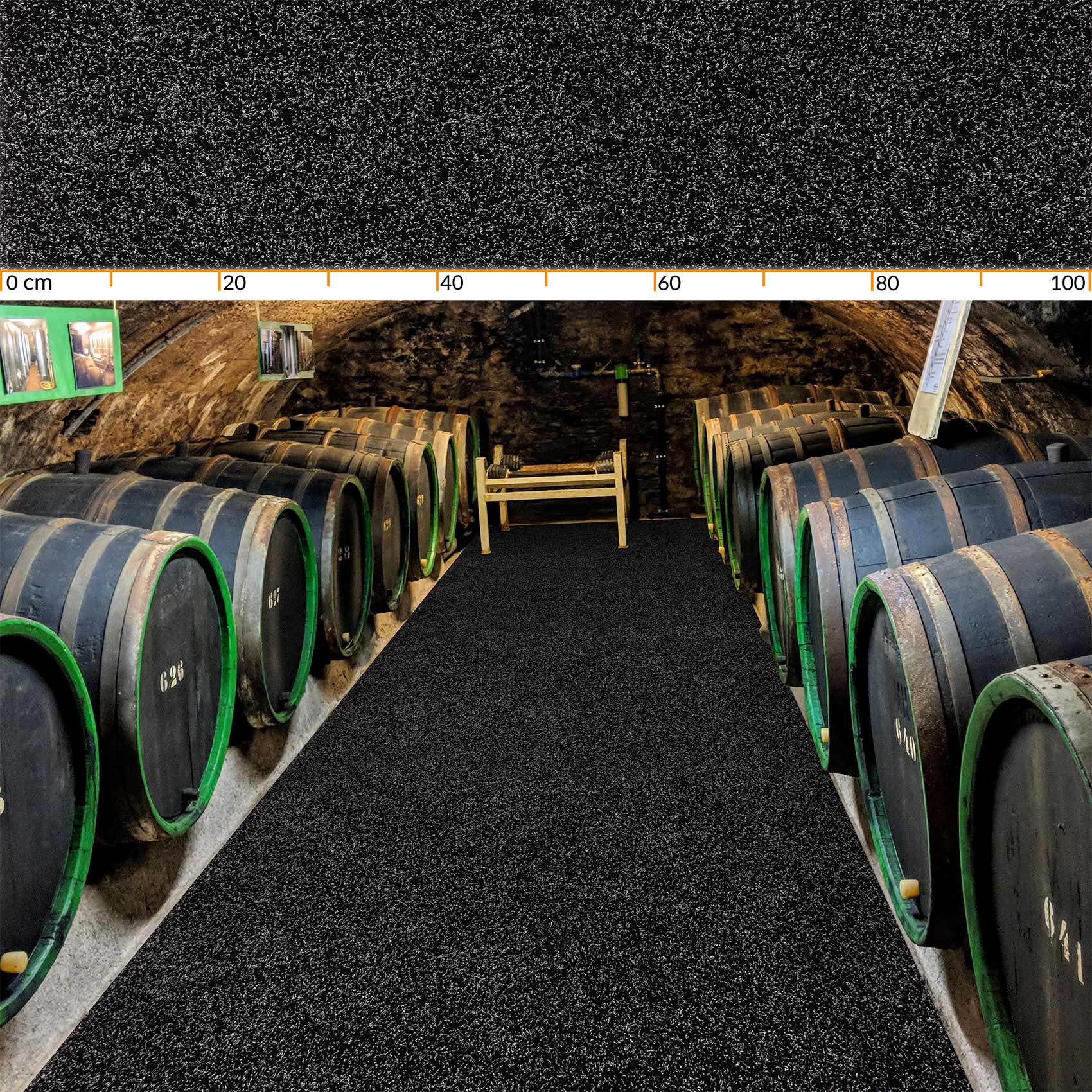 POETSCHW_20 Flur Läufer Teppich Läufer Sauberlaufmatten Eingangsbereich Meterware POET Breite 160cm Schwarz