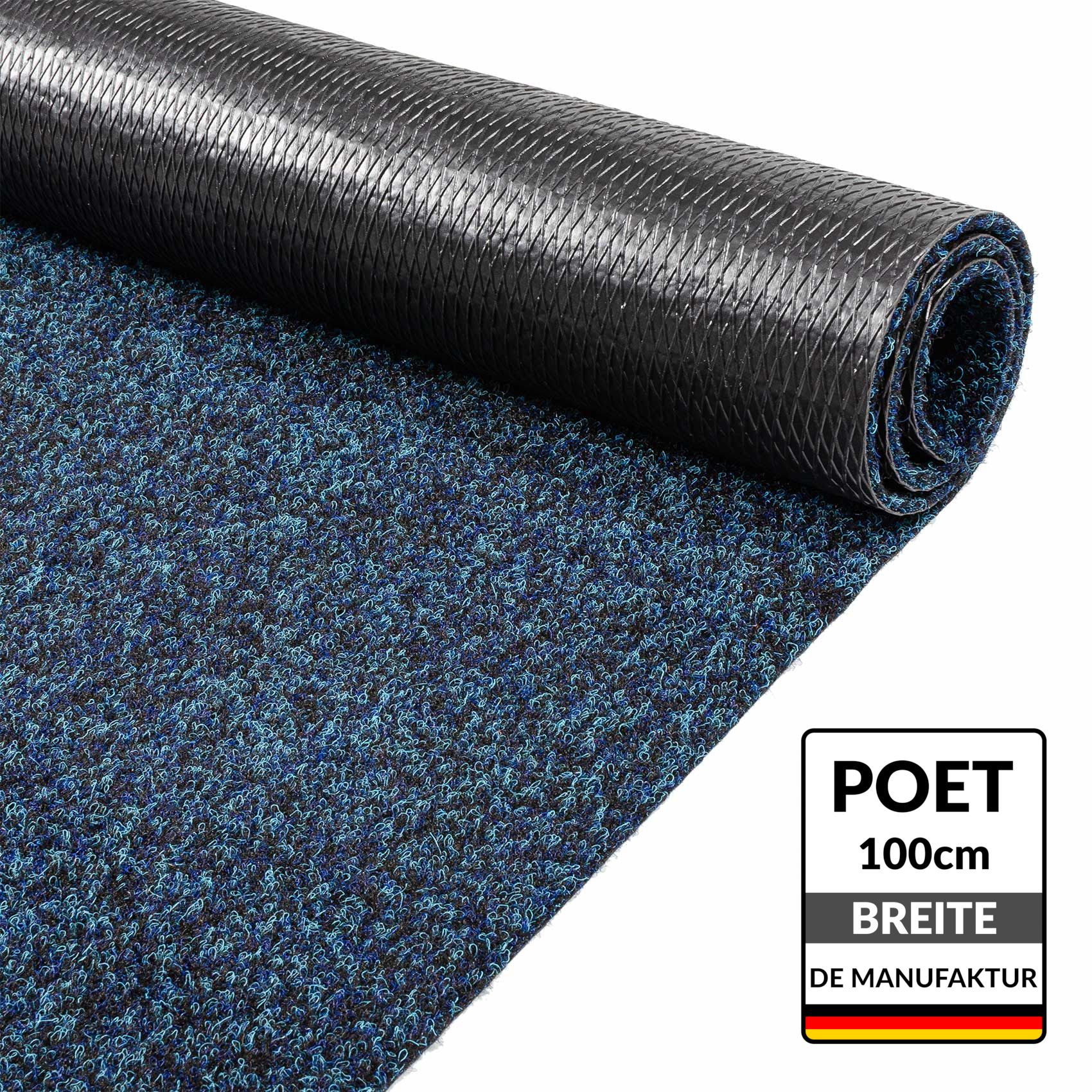 POETBLAU_10_11 Teppichläufer Schmutzfangläufer Schmutzfangmatte Läufer Flur Eingang POET Breite 100cm Blau