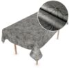 Wachstuchtischdecke Tischdecke abwaschbar Outdoor Premium Leinenprägung Gartentischdecke Anthrazit Blume Breite 140cm