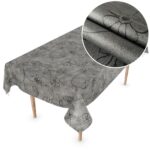 Wachstuchtischdecke Tischdecke abwaschbar Outdoor Premium Leinenprägung Gartentischdecke Anthrazit Blume Breite 140cm