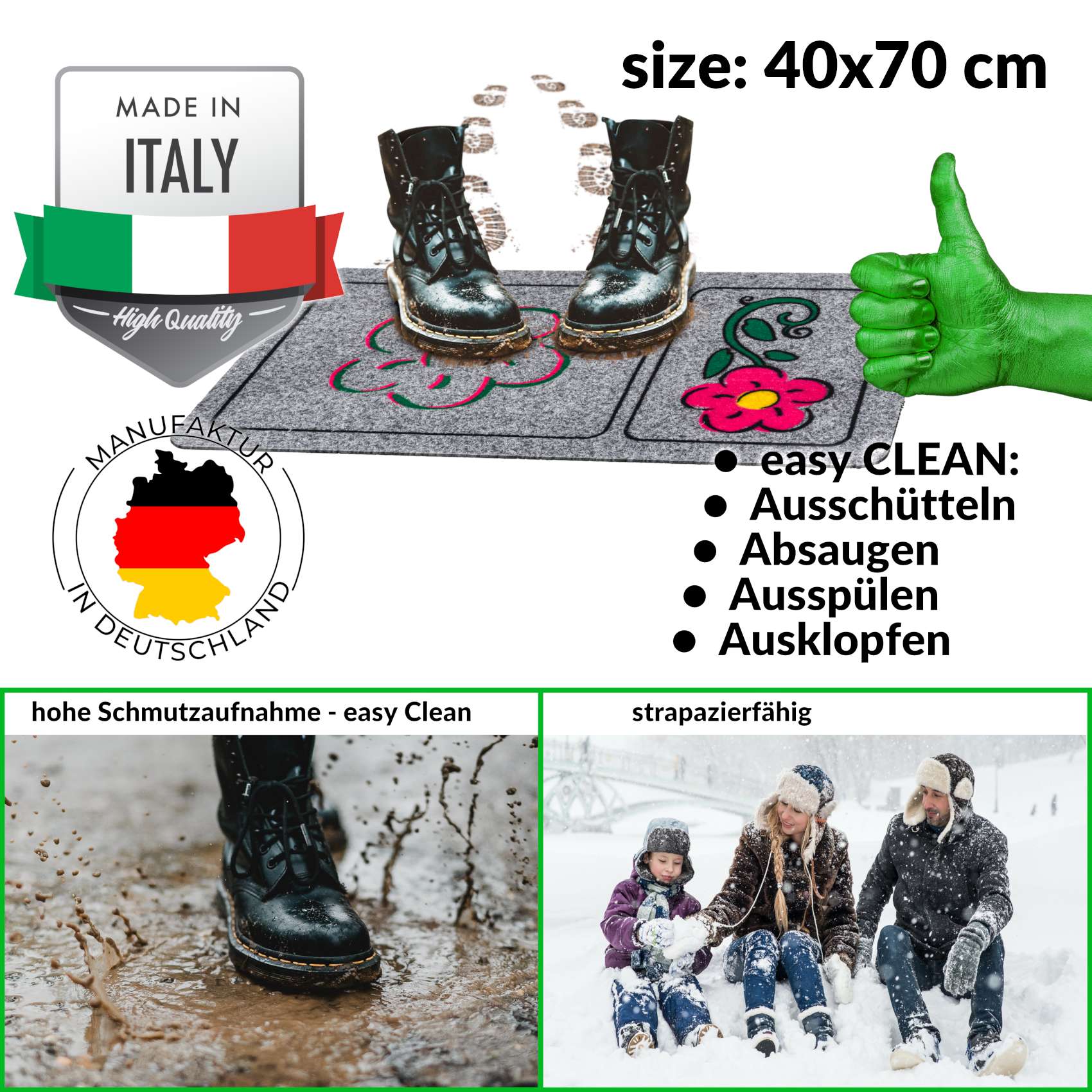 EF22133_30 Schmutzfangmatte Fußmatte Sauberlaufmatte Eingangsmatte Motiv Blume 40x70cm