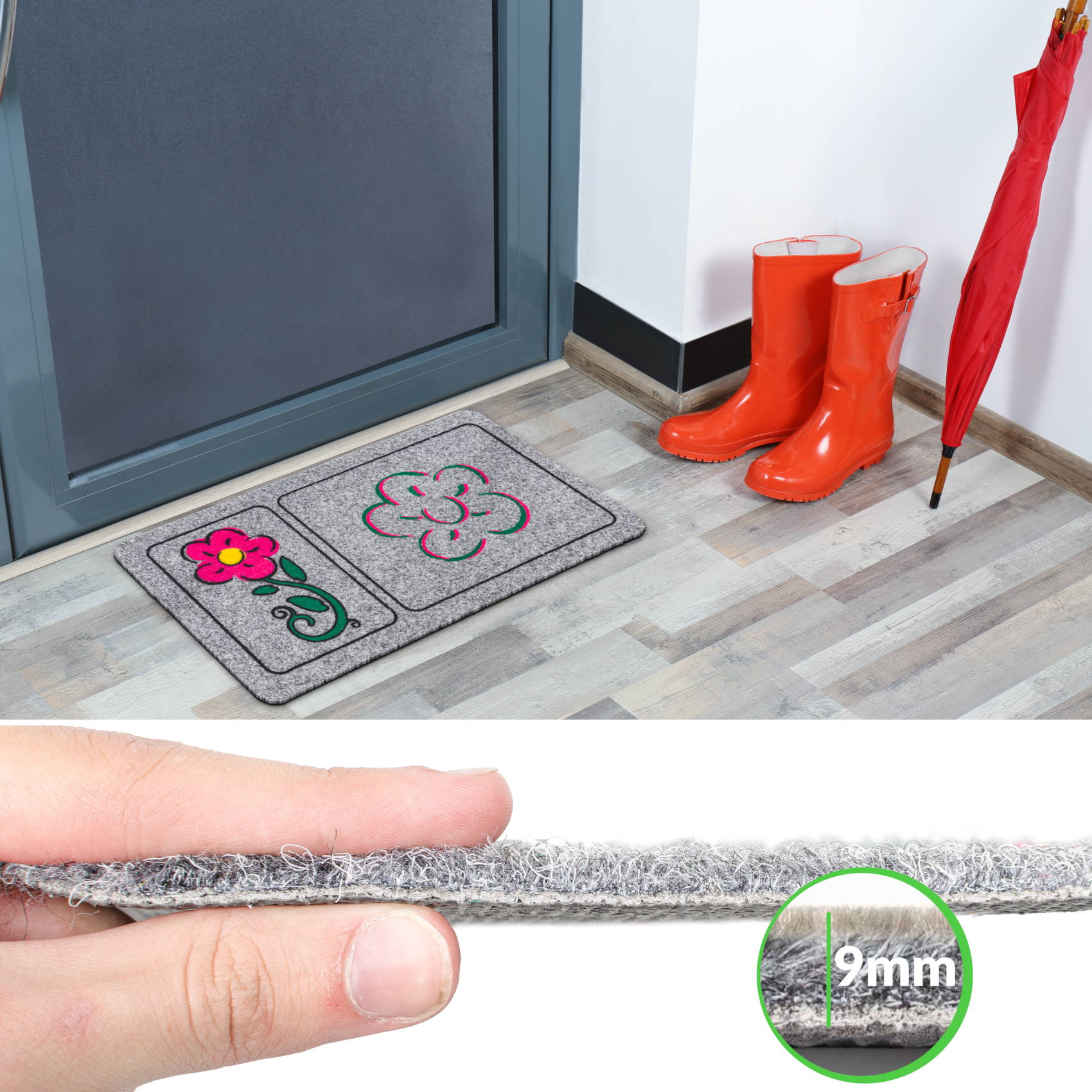 EF22133_40 Schmutzfangmatte Fußmatte Sauberlaufmatte Eingangsmatte Motiv Blume 40x70cm