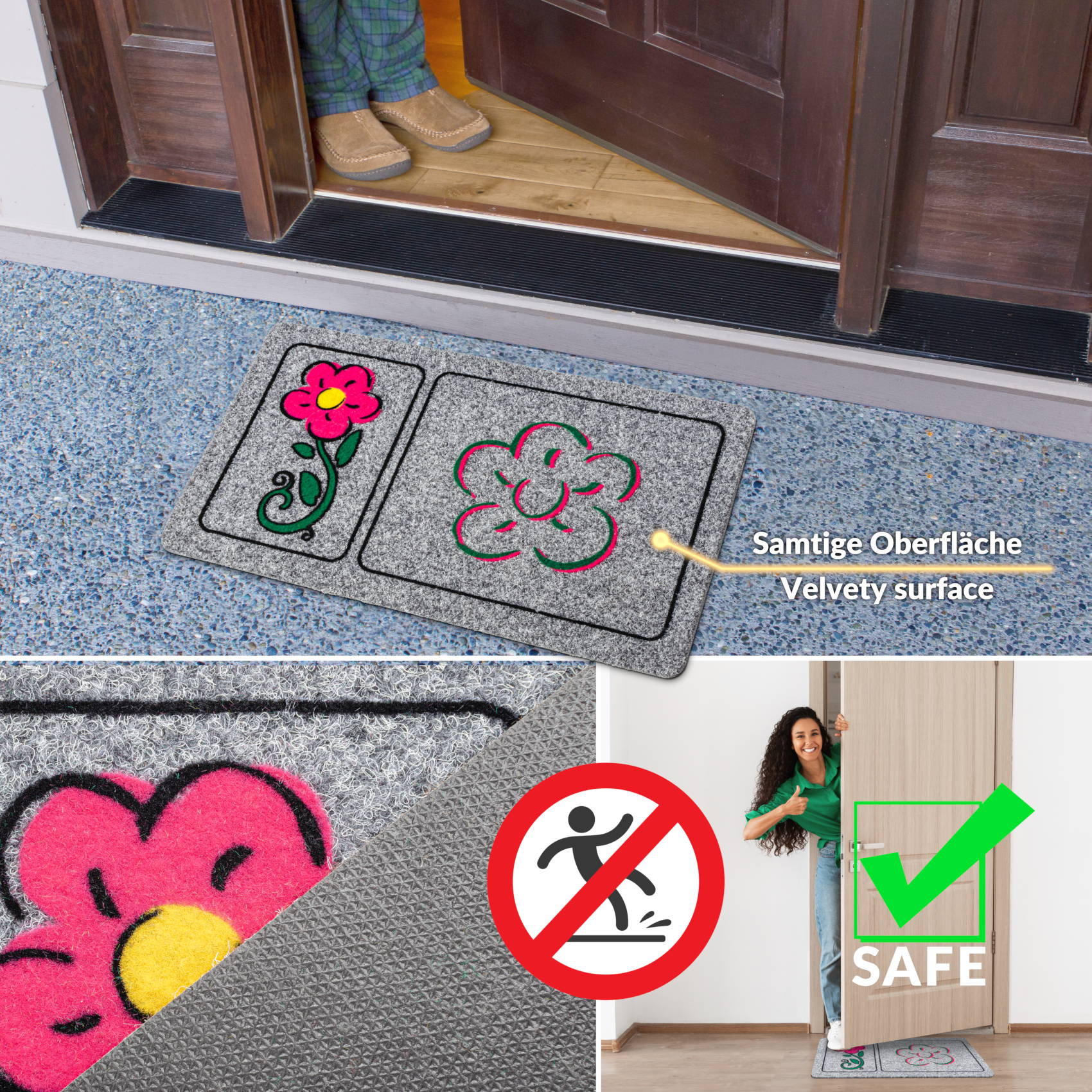 EF22133_60 Schmutzfangmatte Fußmatte Sauberlaufmatte Eingangsmatte Motiv Blume 40x70cm