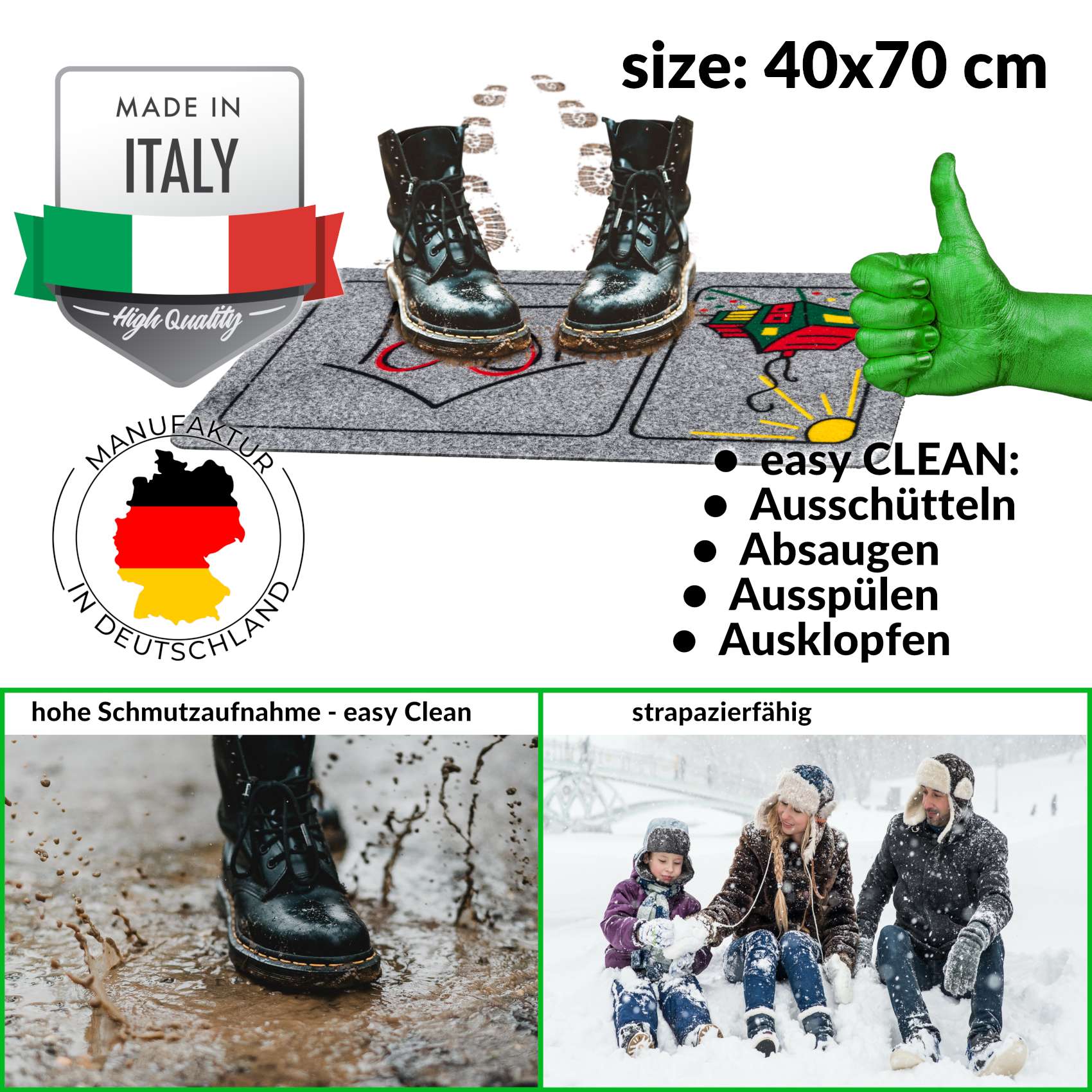 EF22132_30 Fußmatte Schmutzfangmatte Sauberlaufmatte Eingangsmatte Motiv Home Herz 40x70cm