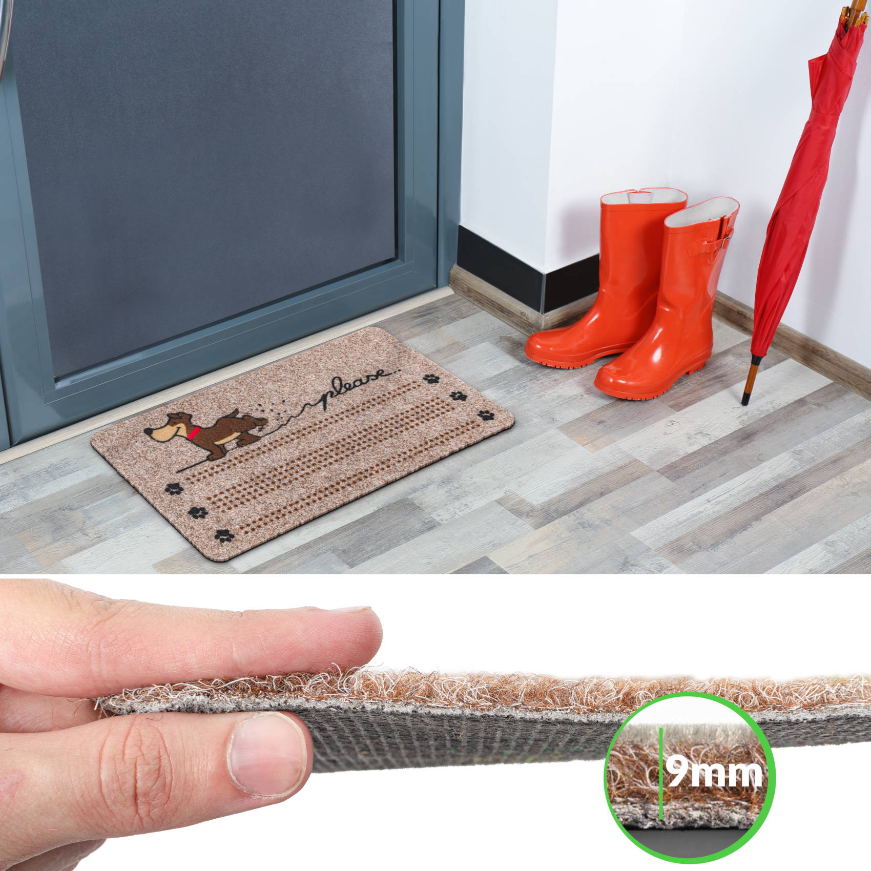 EF21222_40 Schmutzfangmatte Fußmatte Sauberlaufmatte Eingangsmatte Motiv Hund 40x70cm