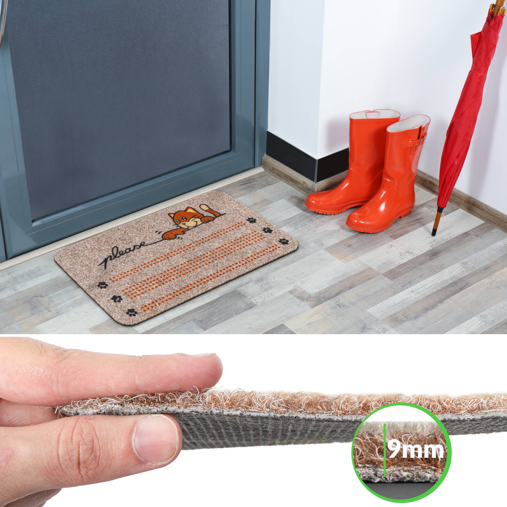 EF21223_40 Fußmatte Schmutzfangmatte Sauberlaufmatte Eingangsmatte Motiv Katze 40x70cm