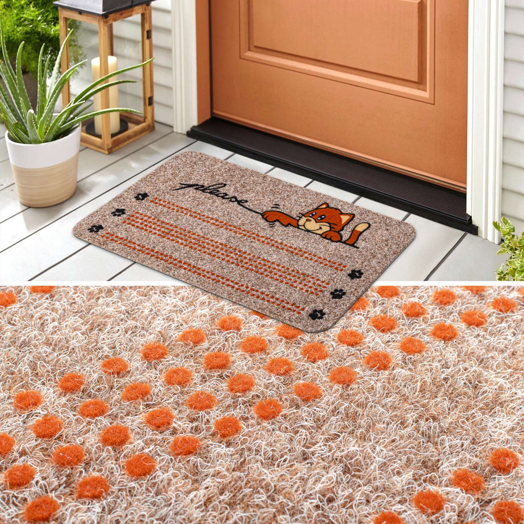 EF21223_50 Fußmatte Schmutzfangmatte Sauberlaufmatte Eingangsmatte Motiv Katze 40x70cm
