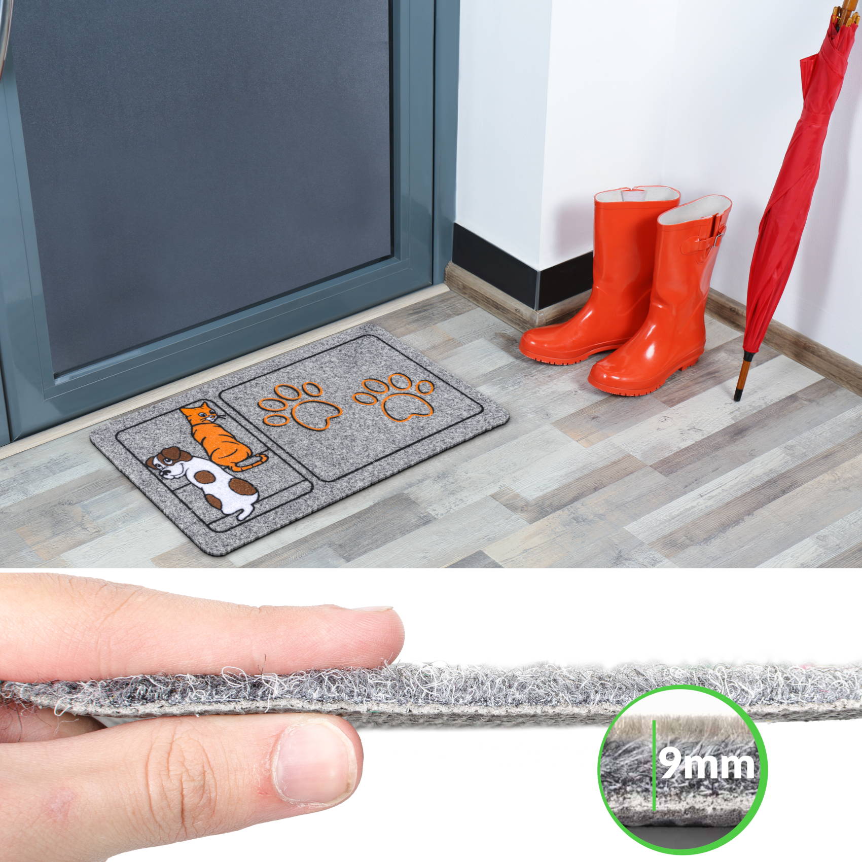 EF22134_40 Schmutzfangmatte Fußmatte Sauberlaufmatte Eingangsmatte Motiv Pfoten 40x70cm