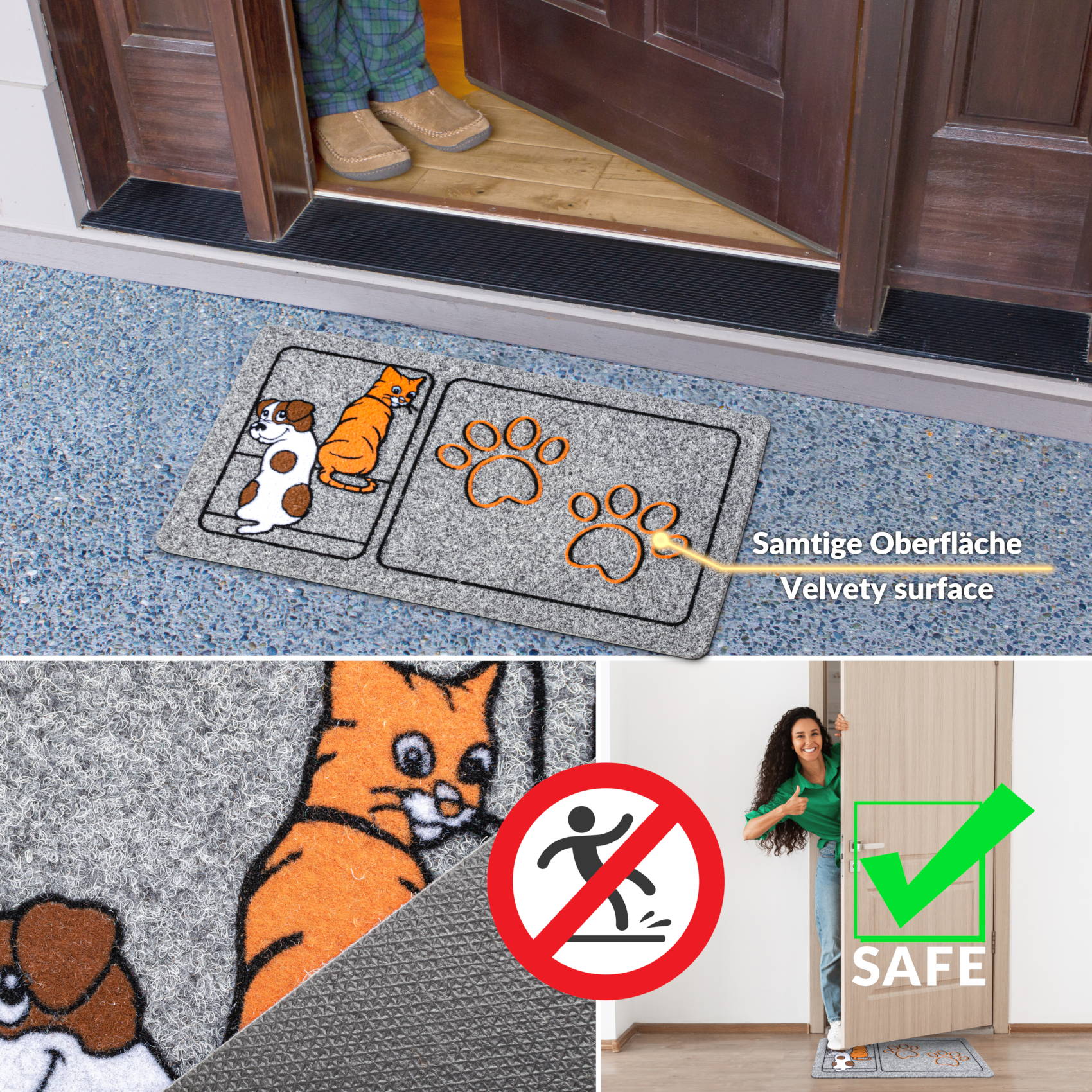 EF22134_60 Schmutzfangmatte Fußmatte Sauberlaufmatte Eingangsmatte Motiv Pfoten 40x70cm