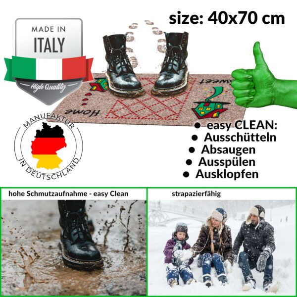 Fußmatte Schmutzfangmatte Sauberlaufmatte Eingangsmatte Motiv Sweet Home 40x70cm