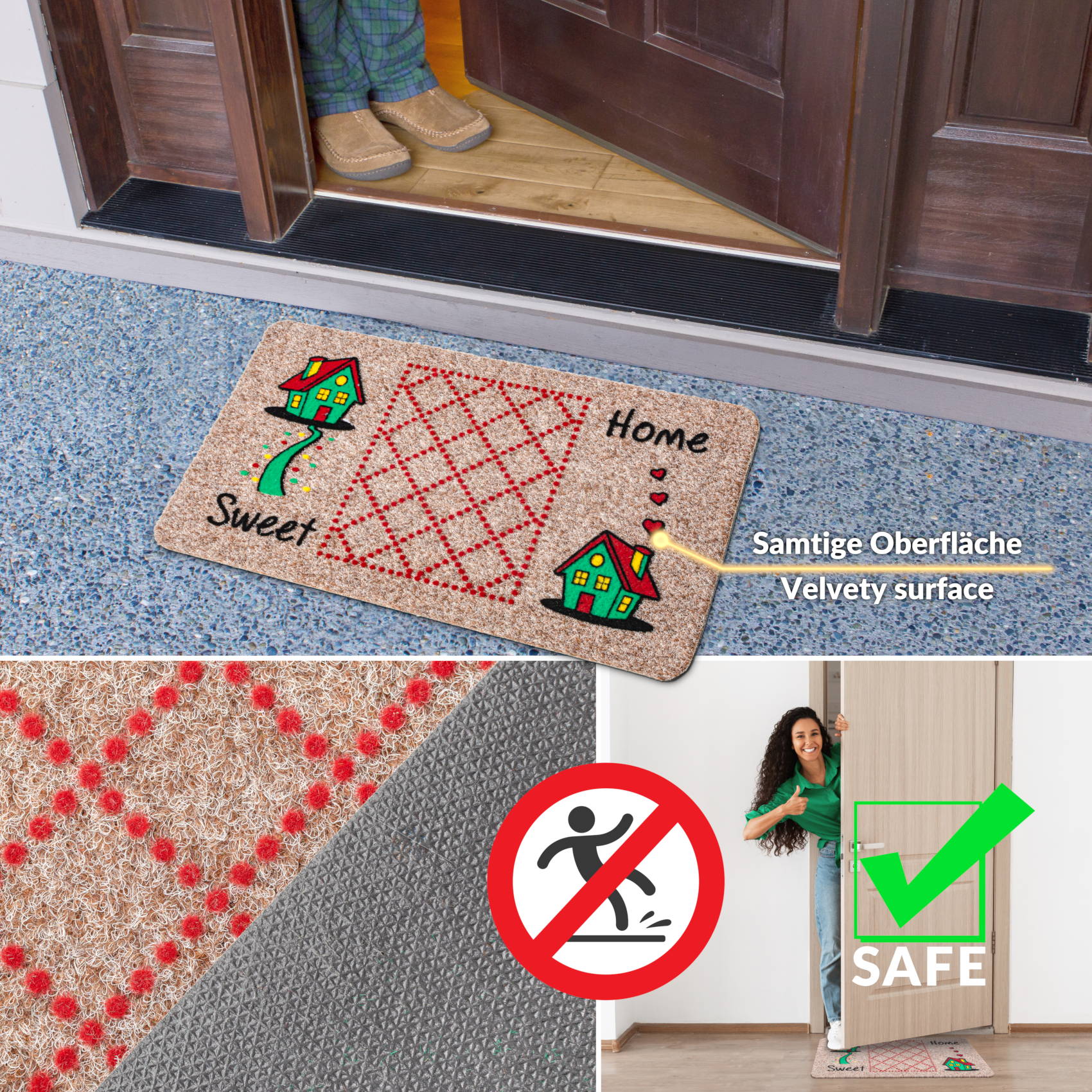 EF22215_60 Fußmatte Schmutzfangmatte Sauberlaufmatte Eingangsmatte Motiv Sweet Home 40x70cm