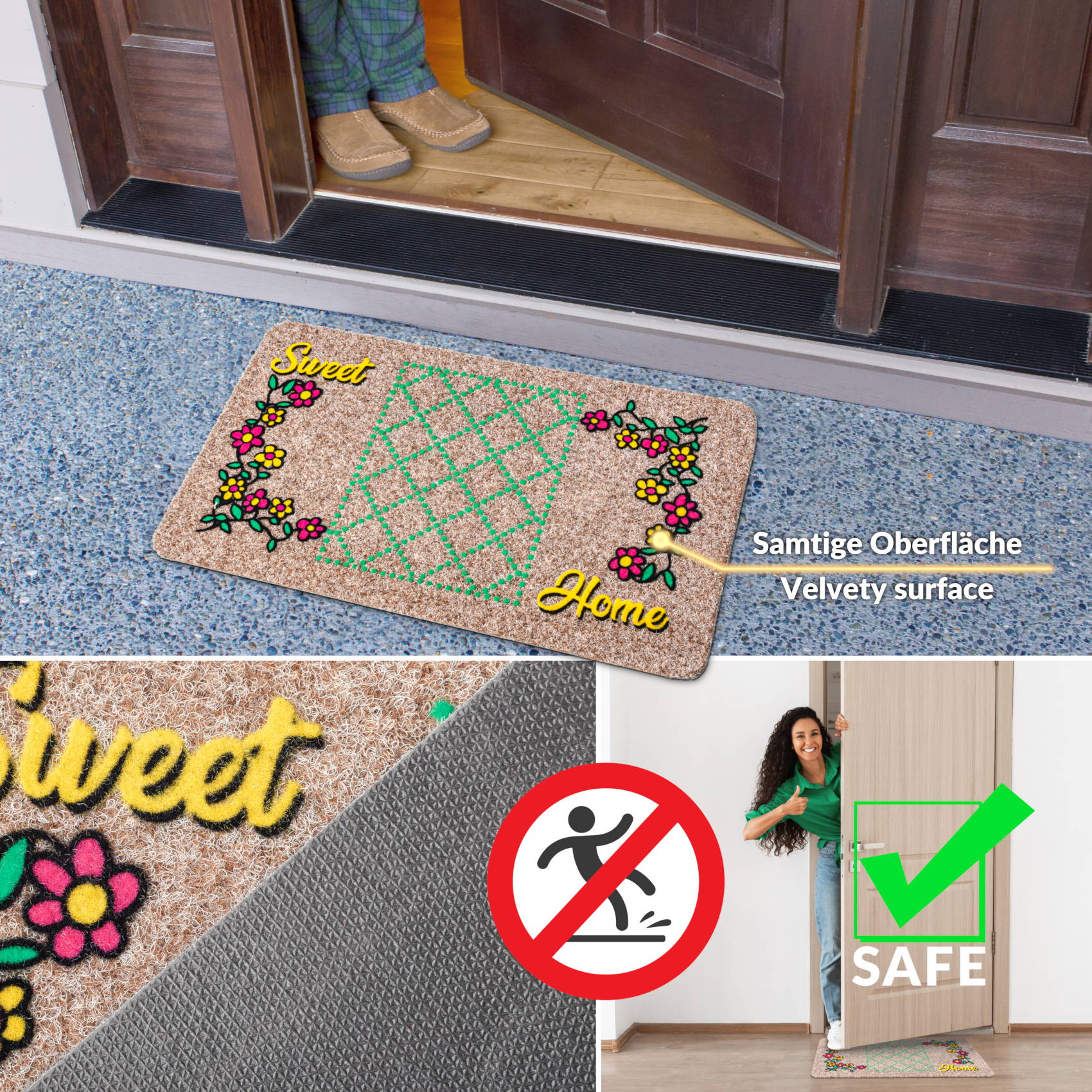 EF22214_60 Schmutzfangmatte Fußmatte Sauberlaufmatte Eingangsmatte Motiv Sweet Home 40x70cm