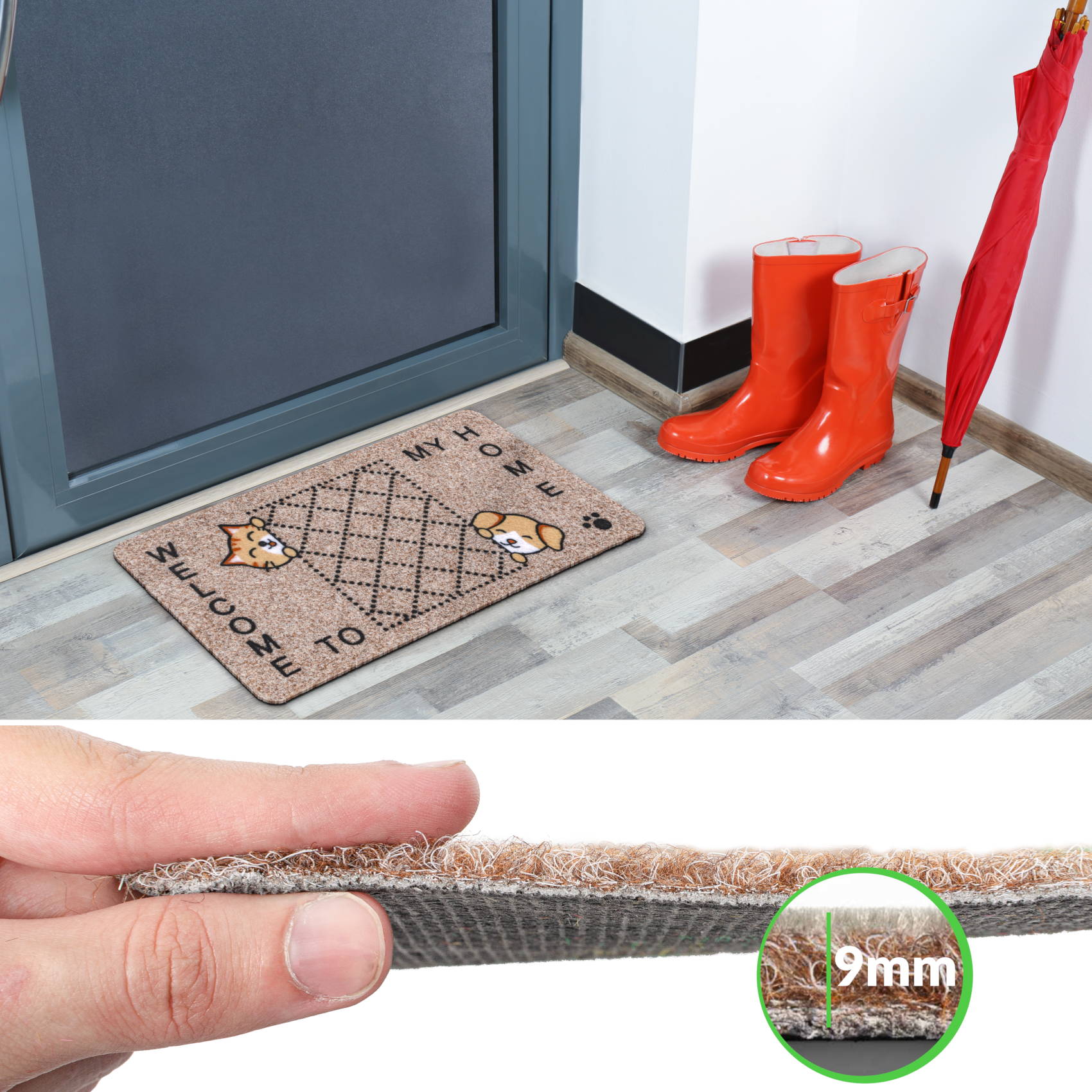 Fußmatte Schmutzfangmatte Sauberlaufmatte Eingangsmatte Motiv Welcome Home 40x70cm