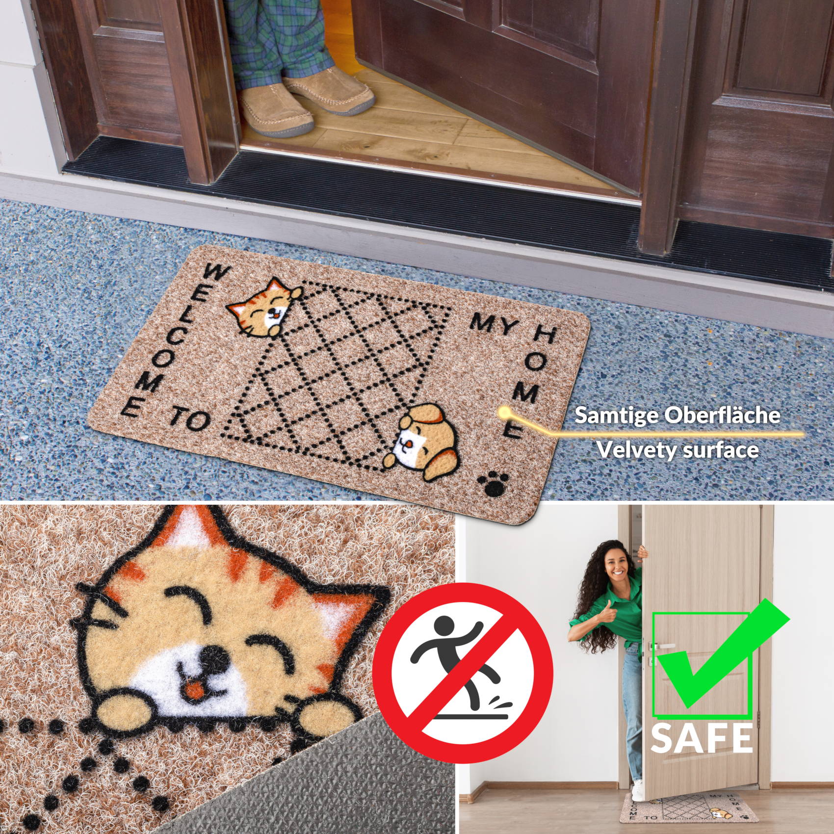 Fußmatte Schmutzfangmatte Sauberlaufmatte Eingangsmatte Motiv Welcome Home 40x70cm