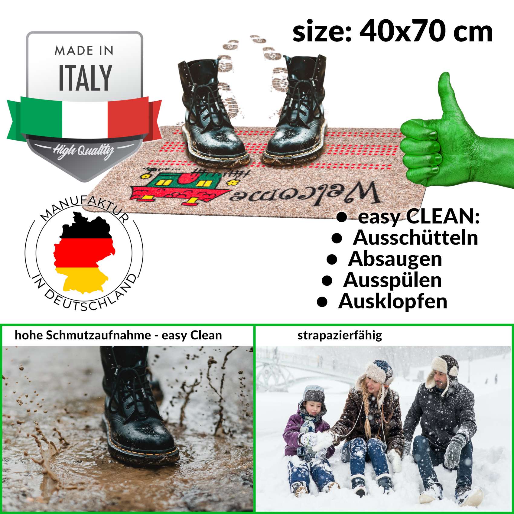 EF21936_30 Schmutzfangmatte Fußmatte Sauberlaufmatte Eingangsmatte Motiv Welcome Home 40x70cm